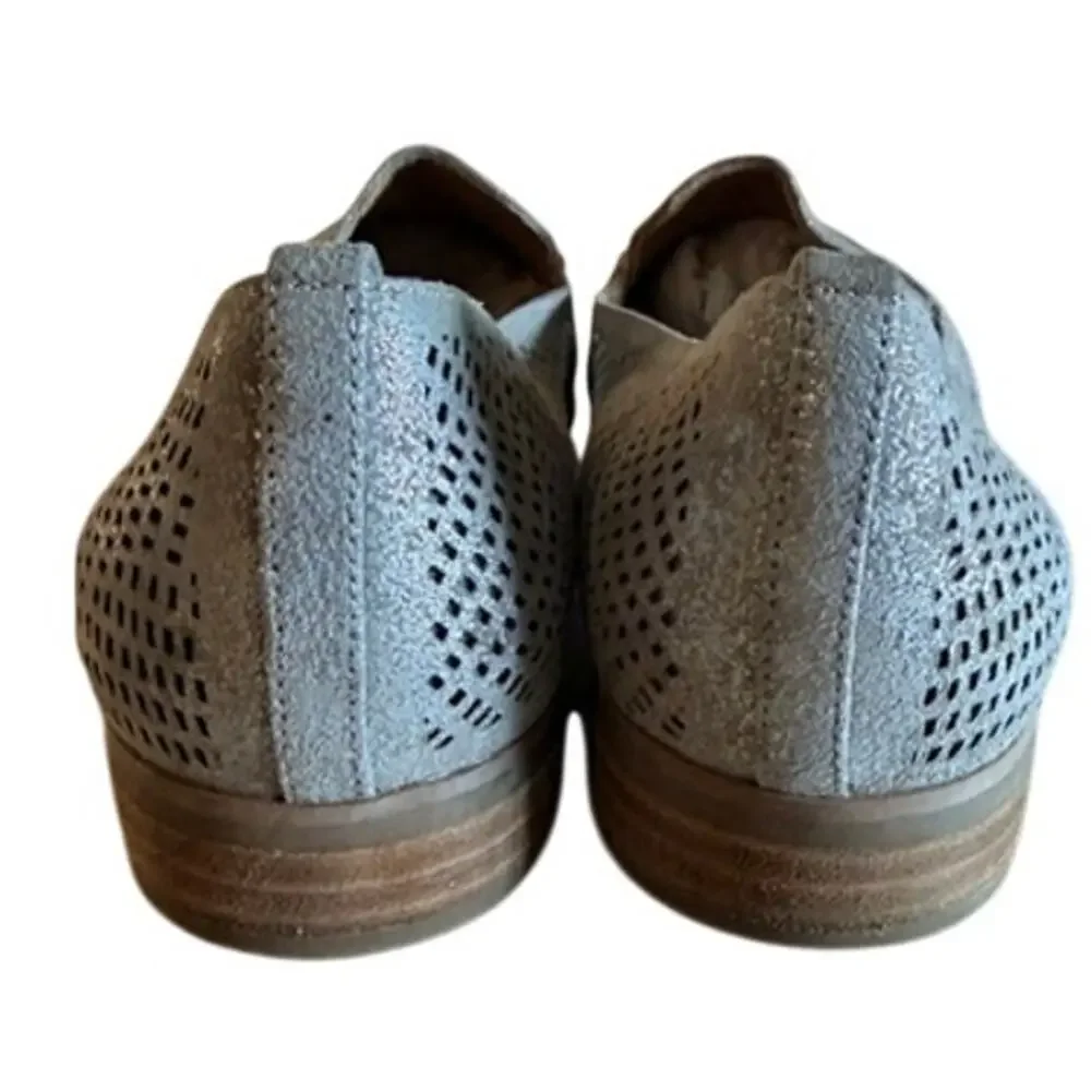Crown Vintage Veneta Gray Perforated Loafers Women's 9.5M Slip On Flats